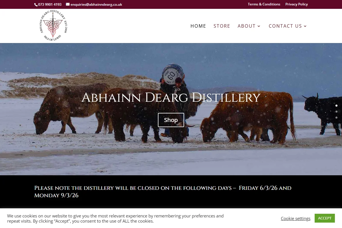 Abhainn Dearg Distillery official website